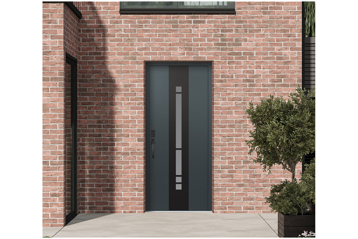Belldinni Diamond A3 Anthracite Modern Exterior Door with Black SS - Exterior view
