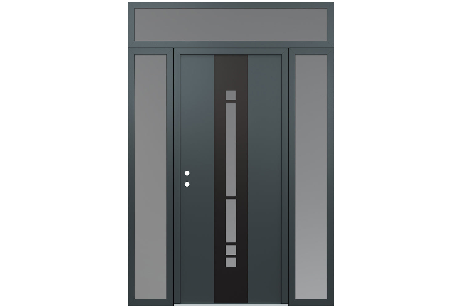 Belldinni Diamond A3 Anthracite Modern Exterior Door with Black SS - SL Double & Transom