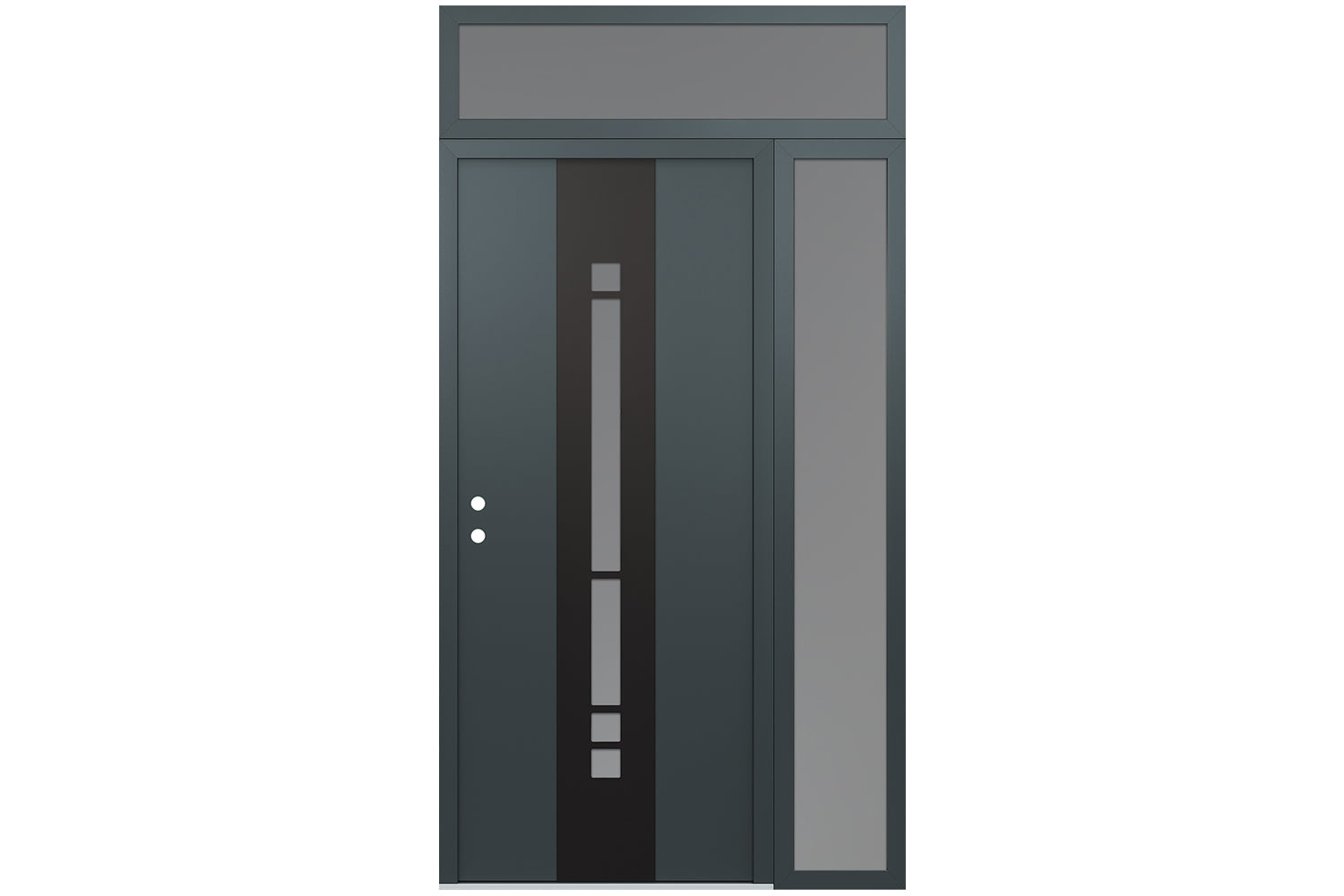 Belldinni Diamond A3 Anthracite Modern Exterior Door with Black SS - SL Right & Transom