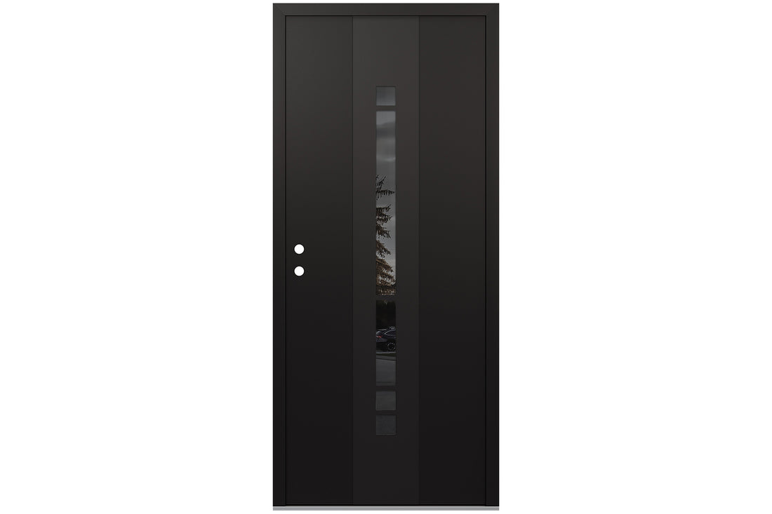Belldinni Diamond A3 Black Modern Exterior Door with Black SS - Single Door