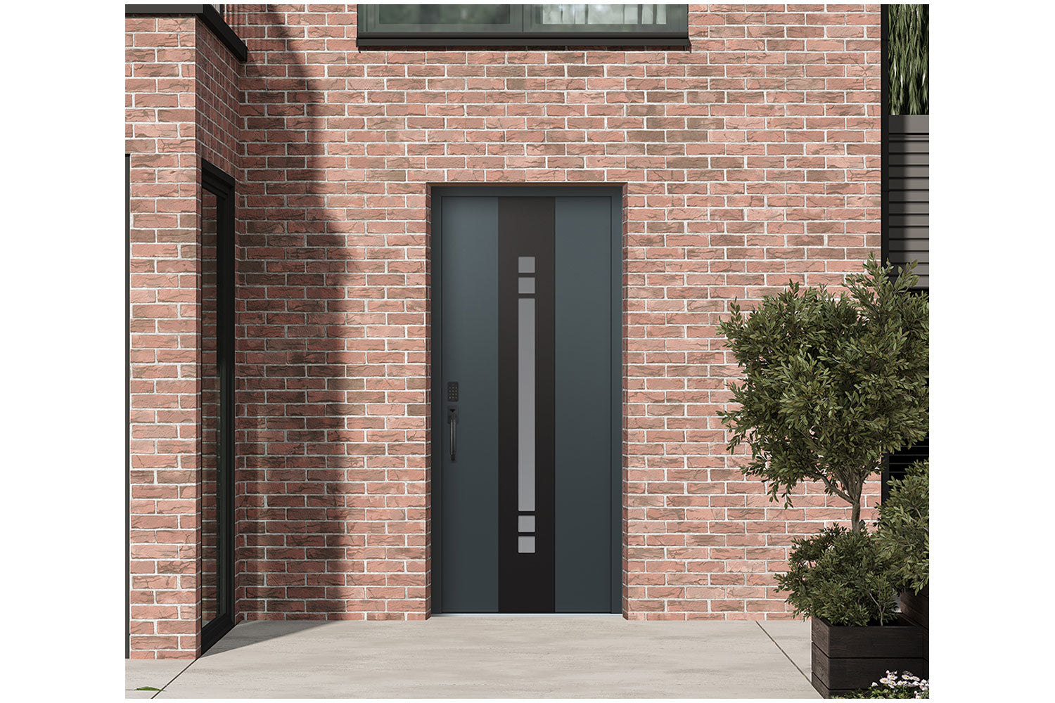 Belldinni Diamond A4 Anthracite Modern Exterior Door with Black SS - Exterior View