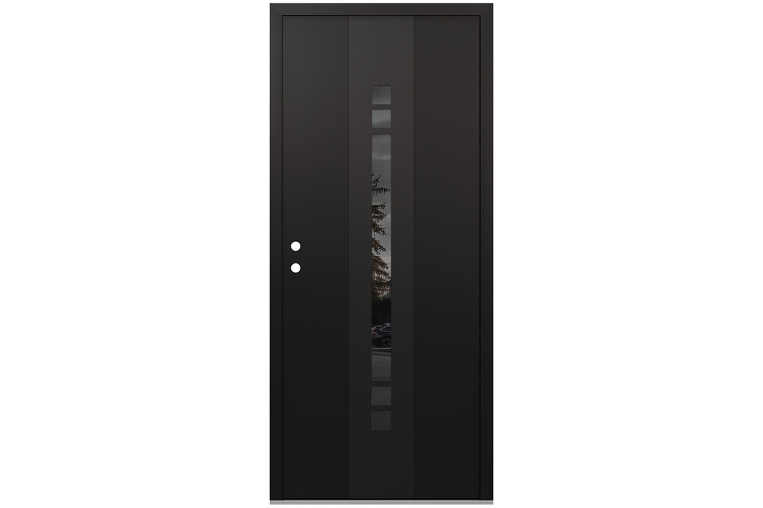 Belldinni Diamond A4 Black Modern Exterior Door with Black SS - Single Door