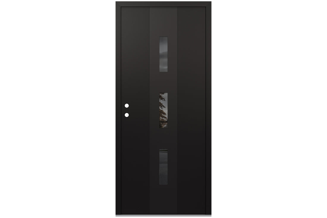 Belldinni Diamond A7 Black Modern Exterior Door with Black SS - Single Door