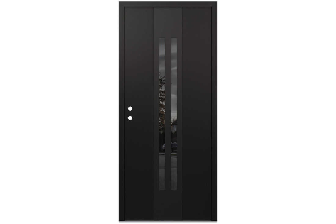Belldinni Diamond A8 Black Modern Exterior Door with Black SS - Single Door