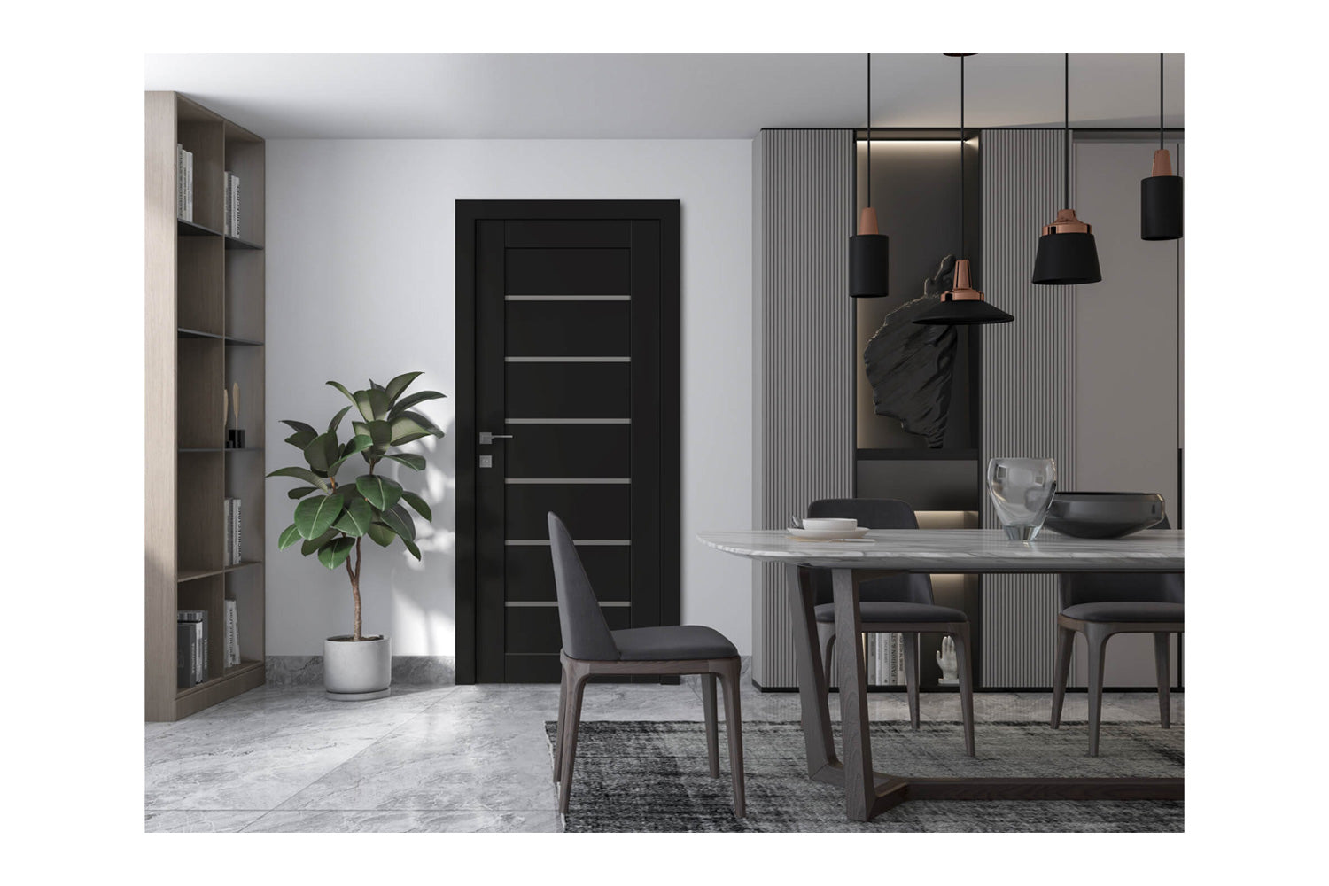Belldinni Alba Black Matte Laminated Modern Interior Door - Single Door