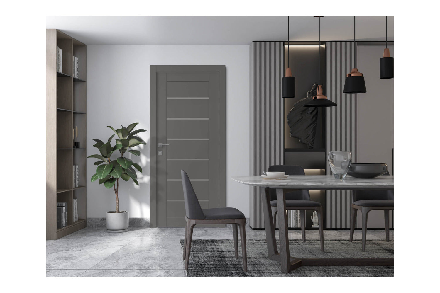 Belldinni Alba Gray Matte Laminated Modern Interior Door