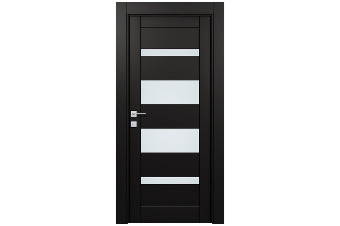 Belldinni Avon 07 01 Vetro Black Matte Modern Interior Door - Single Door