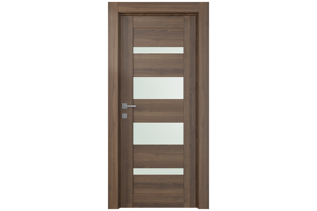 Belldinni Avon 07 01 Vetro Pecan Nutwood Modern Interior Door - Single Door