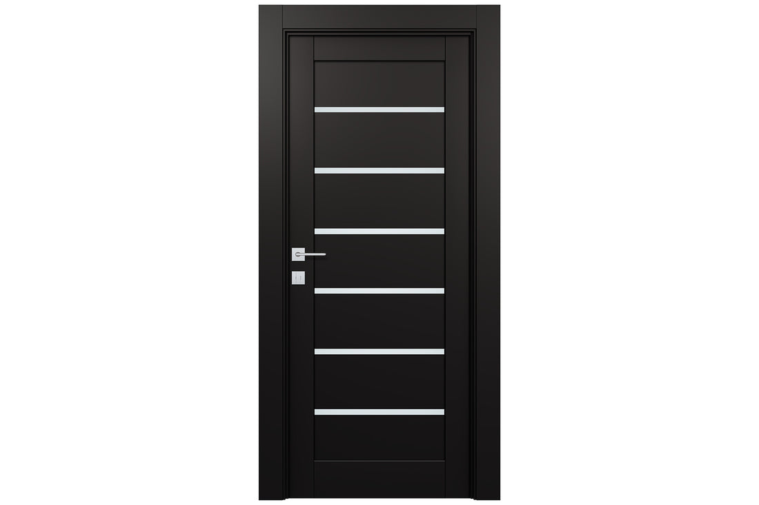 Belldinni Avon 07 02 Vetro Black Matte Modern Interior Door - Single Door