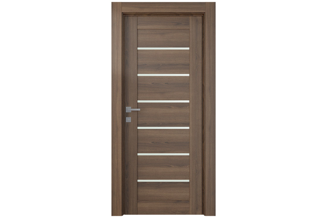 Belldinni Avon 07 02 Vetro Pecan Nutwood Modern Interior Door - Single Door