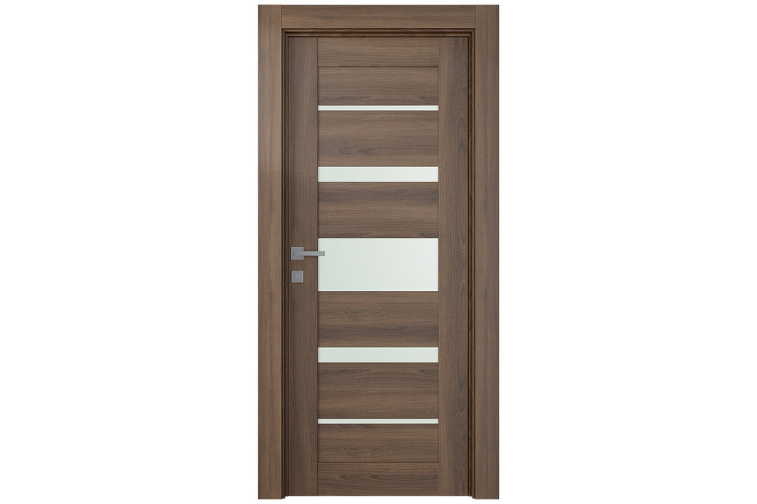 Belldinni Avon 07 03 Vetro Pecan Nutwood Modern Interior Door - Single Door