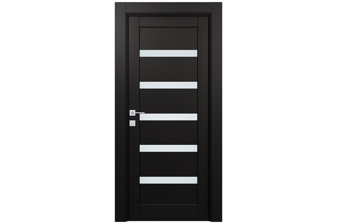 Belldinni Avon 07 04 Vetro Black Matte Modern Interior Door - Single Door
