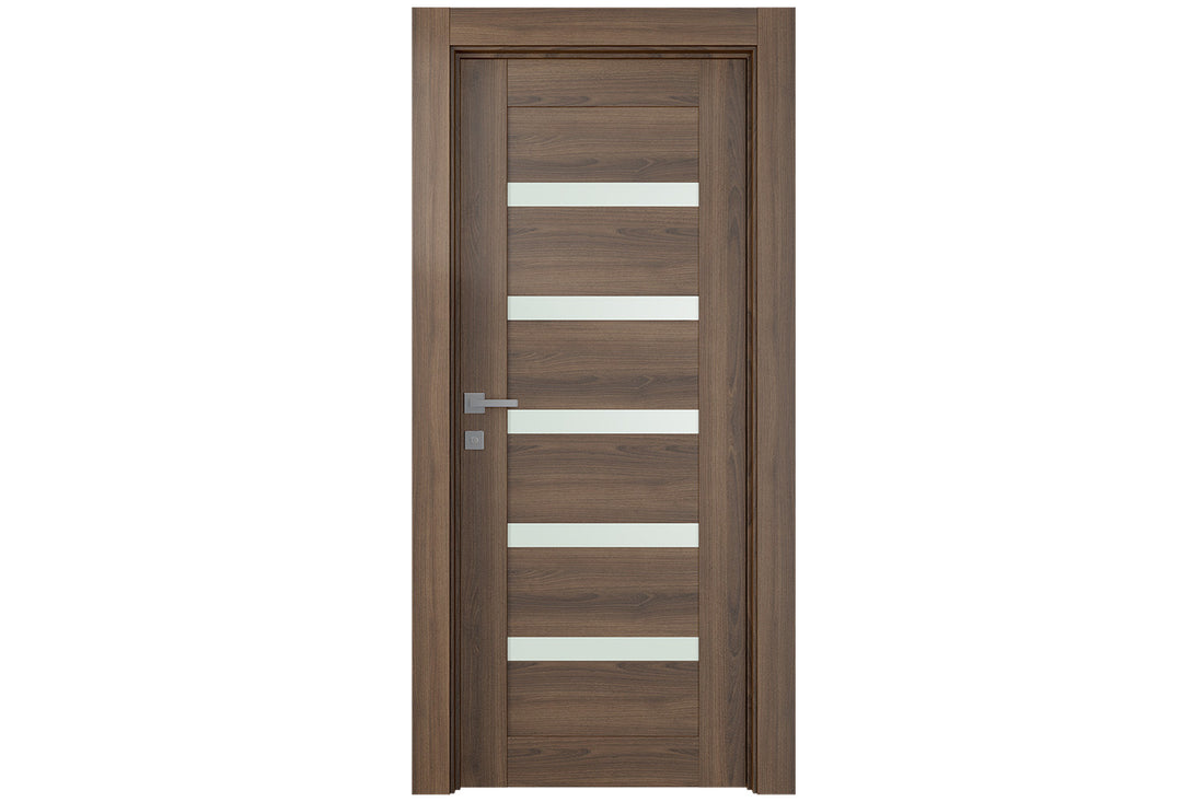 Belldinni Avon 07 04 Vetro Pecan Nutwood Modern Interior Door - Single Door