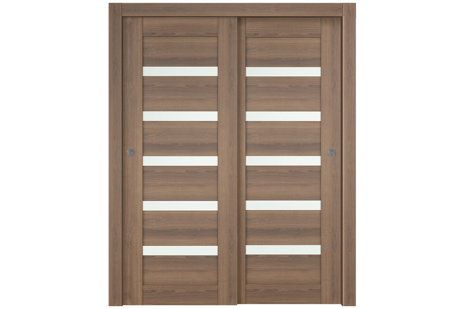 Belldinni Avon 07 04 Vetro Pecan Nutwood Modern Interior Door - Bypass Door