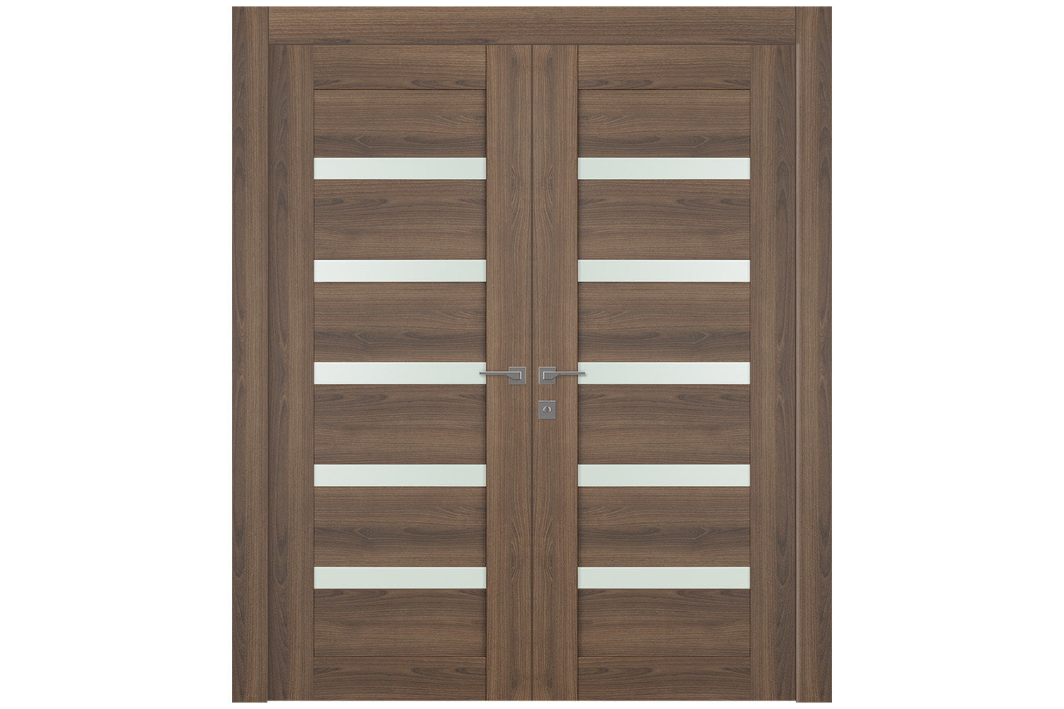 Belldinni Avon 07 04 Vetro Pecan Nutwood Modern Interior Door - Double Door