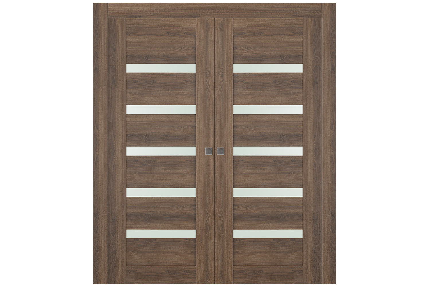 Belldinni Avon 07 04 Vetro Pecan Nutwood Modern Interior Door - Double Pocket