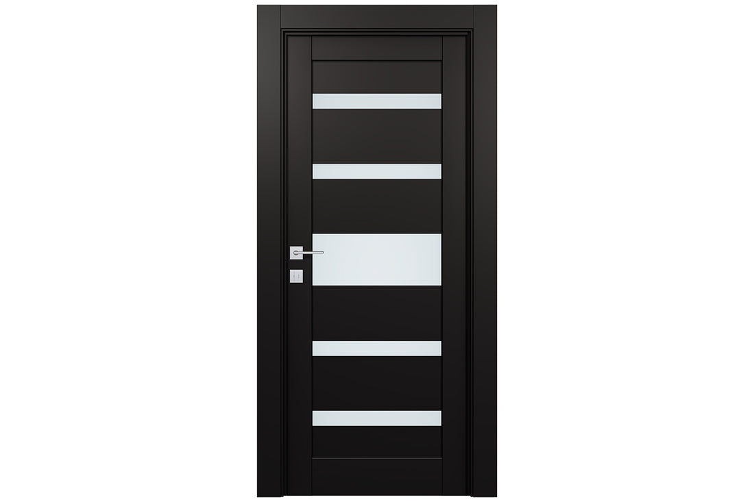 Belldinni Avon 07 05 Vetro Black Matte Modern Interior Door - Single Door