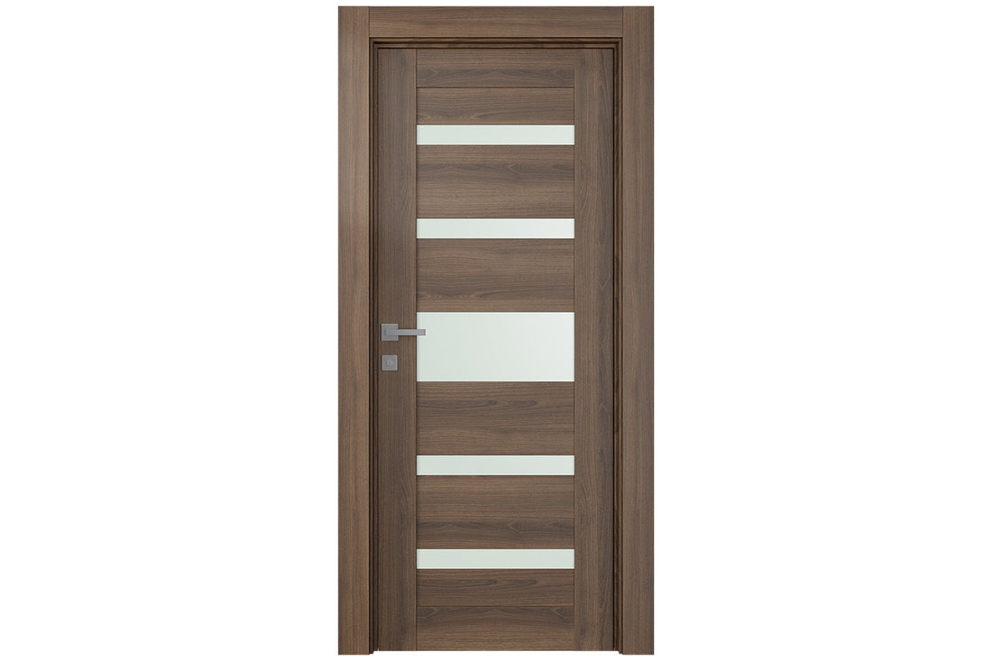 Belldinni Avon 07 05 Vetro Pecan Nutwood Modern Interior Door - Single Door