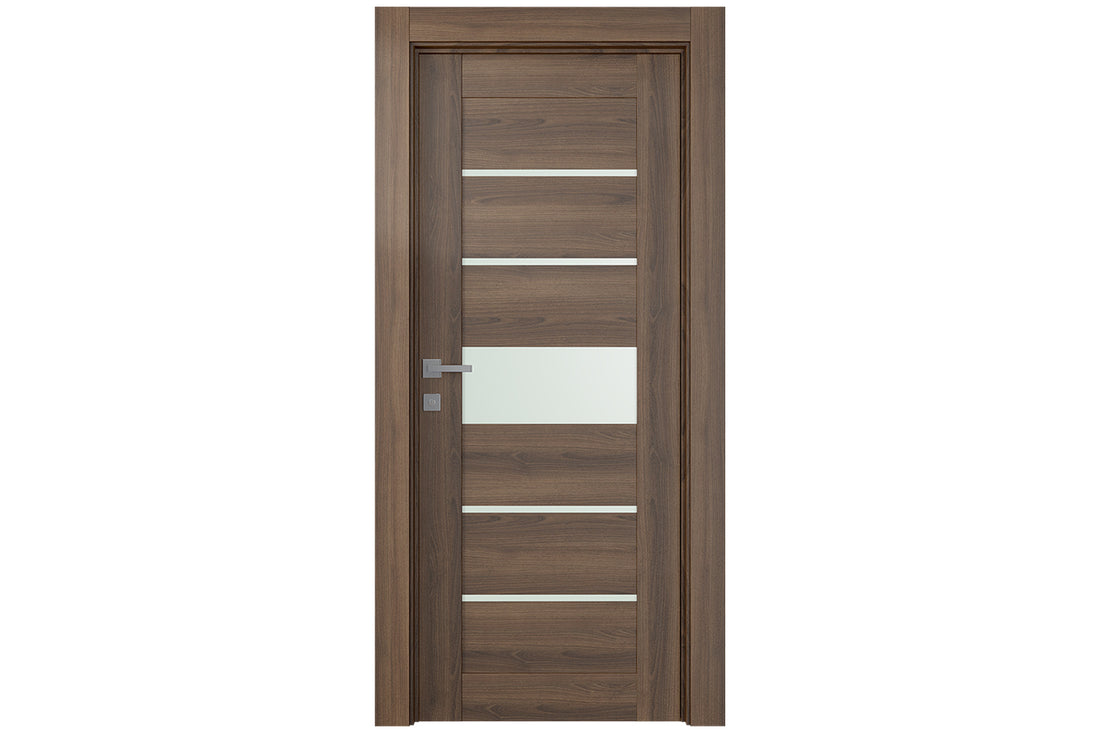 Belldinni Avon 07 06 Vetro Pecan Nutwood Modern Interior Door - Single Door