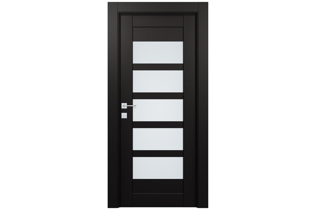 Belldinni Avon 07 07 Vetro Black Matte Modern Interior Door - Single Door