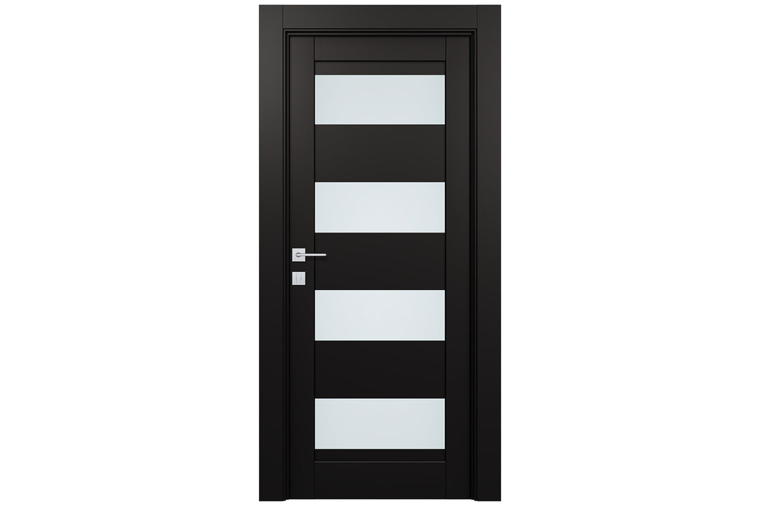 Belldinni Avon 07 08 Vetro Black Matte Modern Interior Door - Single Door