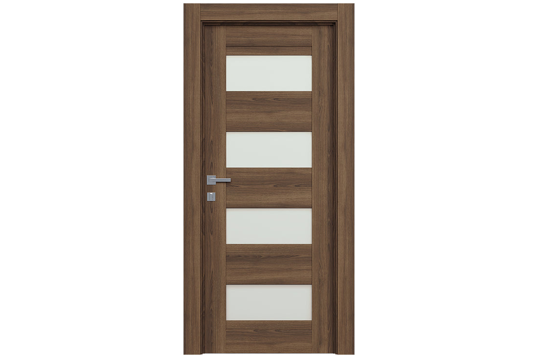 Belldinni Avon 07 08 Vetro Pecan Nutwood Modern Interior Door - Single Door