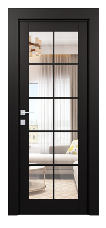 Belldinni Avon 10 Lite Clear Vetro Black Matte Modern Interior Door