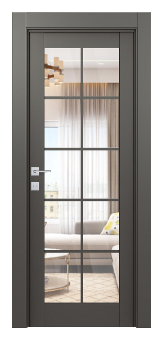 Belldinni Avon 10 Lite Clear Vetro Gray Matte Modern Interior Door