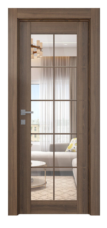 Belldinni Avon 10 Lite Clear Vetro Pecan Nutwood Modern Interior Door