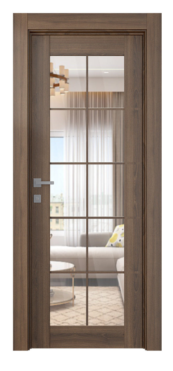 Belldinni Avon 10 Lite Clear Vetro Pecan Nutwood Modern Interior Door