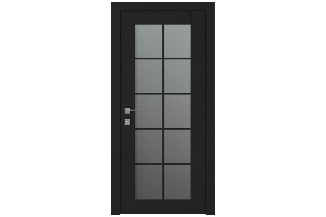 Belldinni Avon 10 Lite Vetro Black Matte Modern Interior Door - Single Door