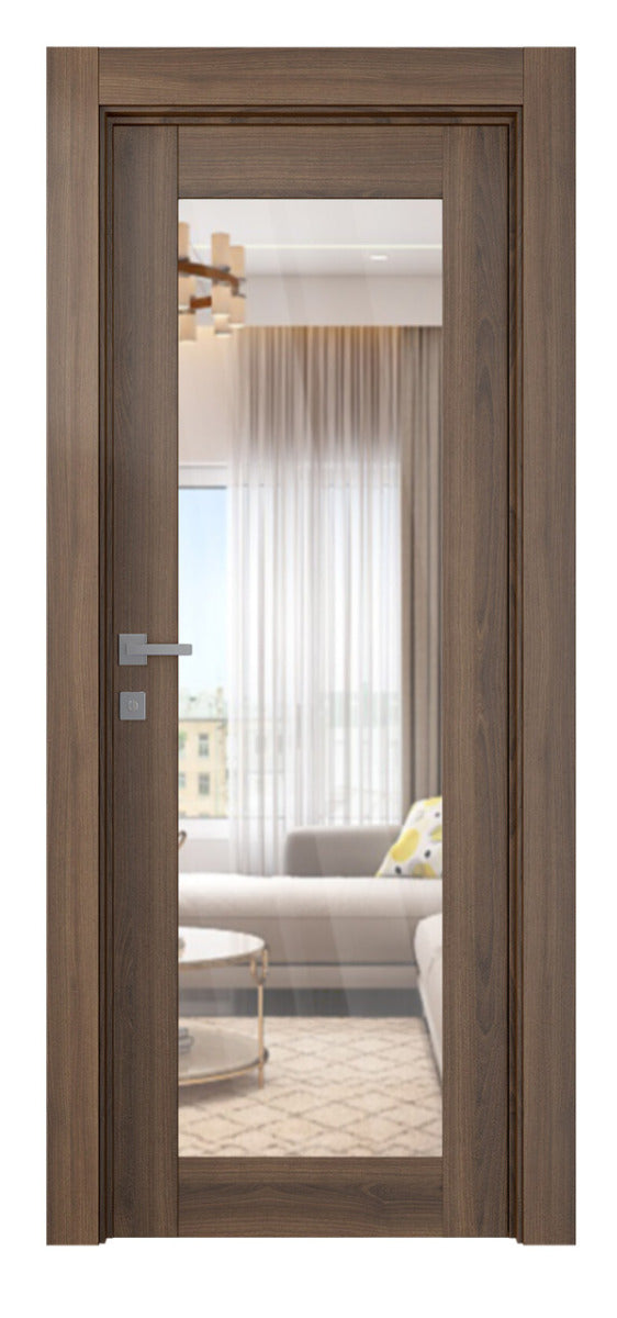 Belldinni Avon 207 Clear Vetro Pecan Nutwood Modern Interior Door