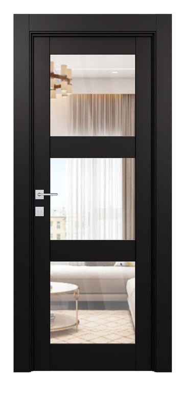 Belldinni Avon 3 Lite Clear Vetro Black Matte Modern Interior Door