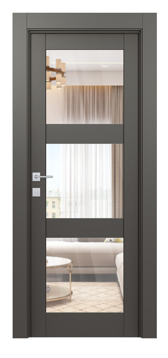 Belldinni Avon 3 Lite Clear Vetro Gray Matte Modern Interior Door