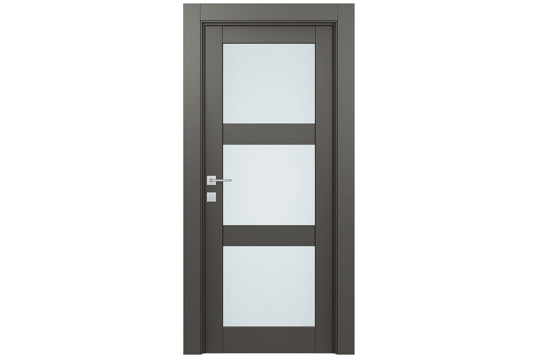 Belldinni Avon 3 Lite Vetro Gray Matte Modern Interior Door - Single Door