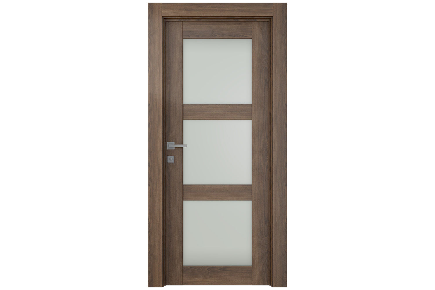 Belldinni Avon 3 Lite Vetro Pecan Nutwood Modern Interior Door - Single Door