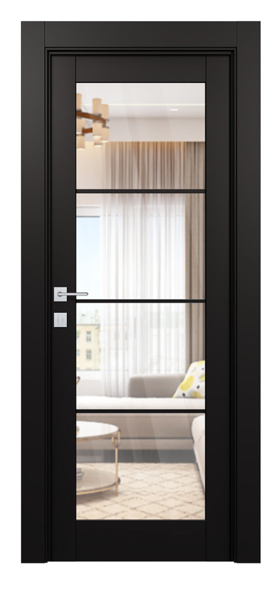 Belldinni Avon 4 Lite Clear Vetro Black Matte Modern Interior Door