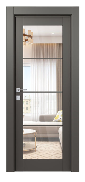 Belldinni Avon 4 Lite Clear Vetro Gray Matte Modern Interior Door