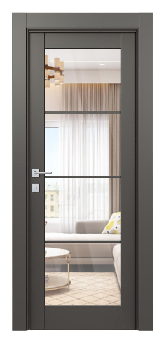 Belldinni Avon 4 Lite Clear Vetro Gray Matte Modern Interior Door