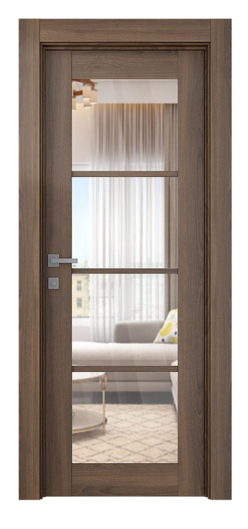 Belldinni Avon 4 Lite Clear Vetro Pecan Nutwood Modern Interior Door