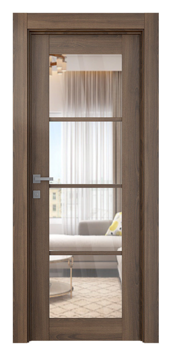 Belldinni Avon 4 Lite Clear Vetro Pecan Nutwood Modern Interior Door