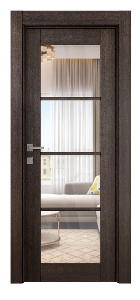 Belldinni Avon 4 Lite Clear Vetro Veralinga Oak Modern Interior Door