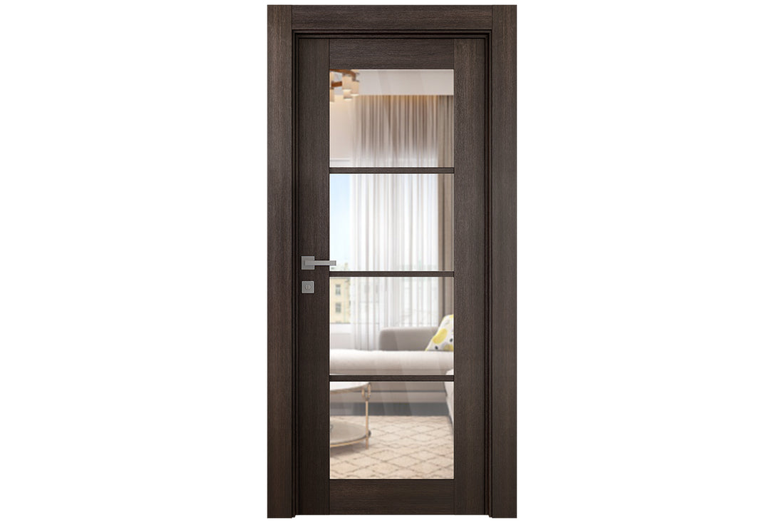Belldinni Avon 4 Lite Clear Vetro Veralinga Oak Modern Interior Door - Single Door