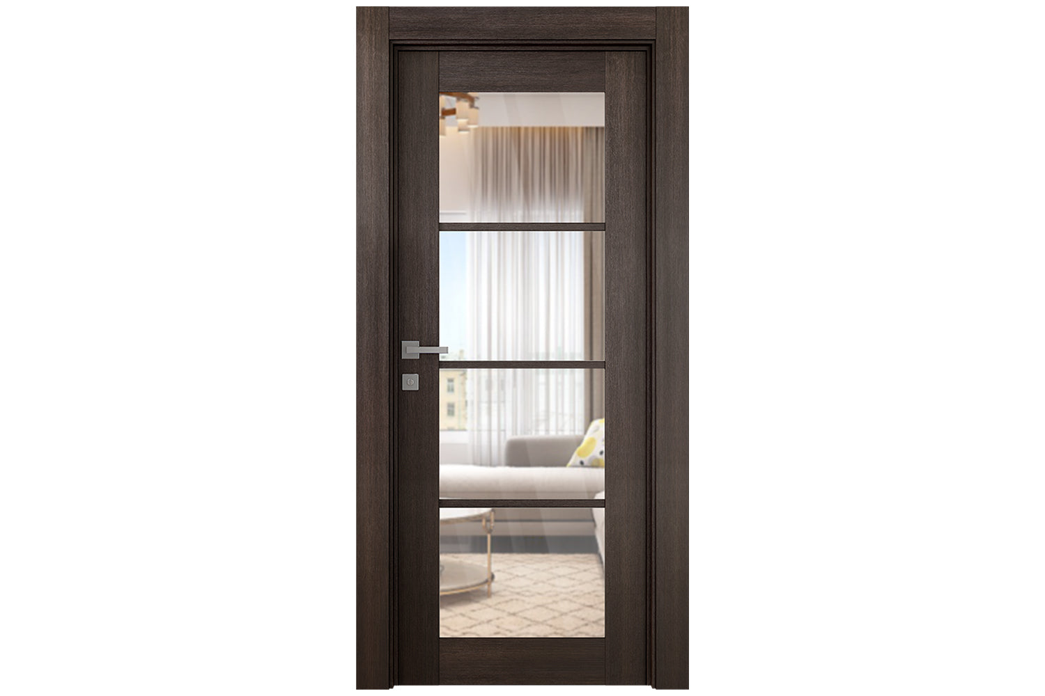 Belldinni Avon 4 Lite Clear Vetro Veralinga Oak Modern Interior Door - Single Door