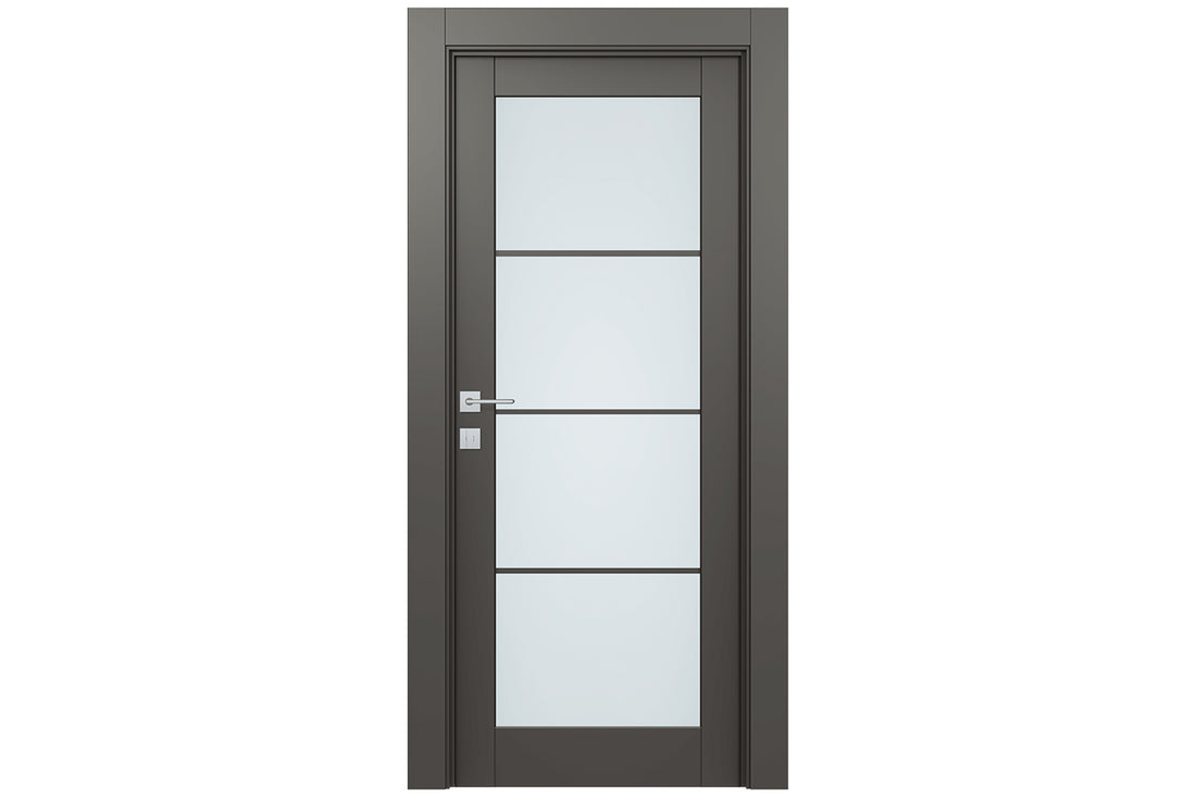 Belldinni Avon 4 Lite Vetro Gray Matte Modern Interior Door - Single Door