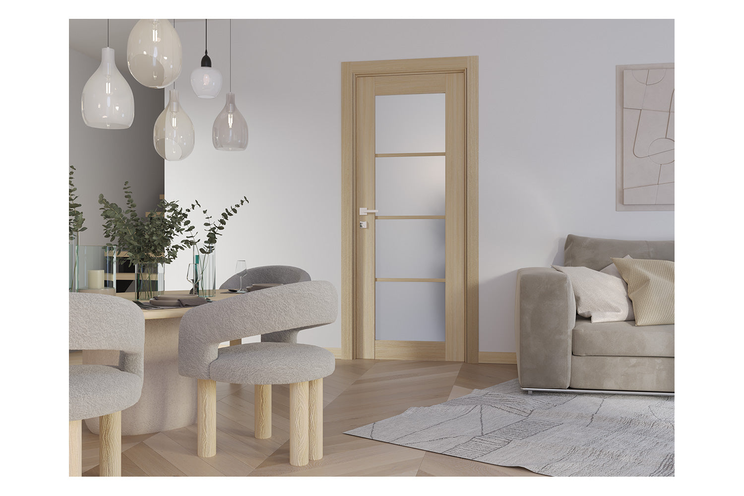 Belldinni Avon 4 Lite Vetro Loire Ash Modern Interior Door