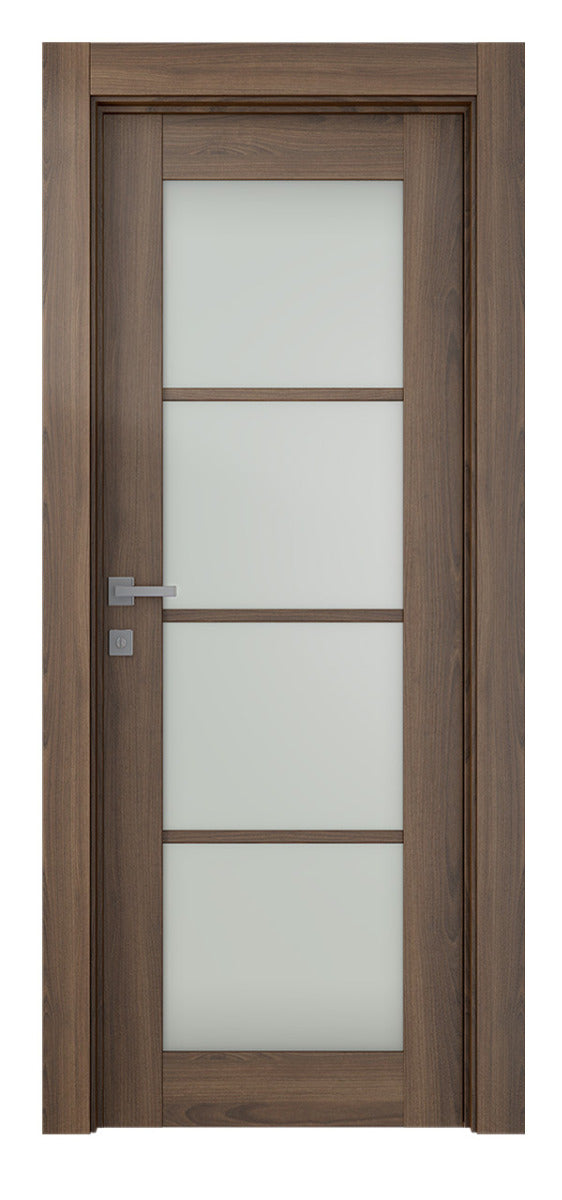 Belldinni Avon 4 Lite Vetro Pecan Nutwood Modern Interior Door