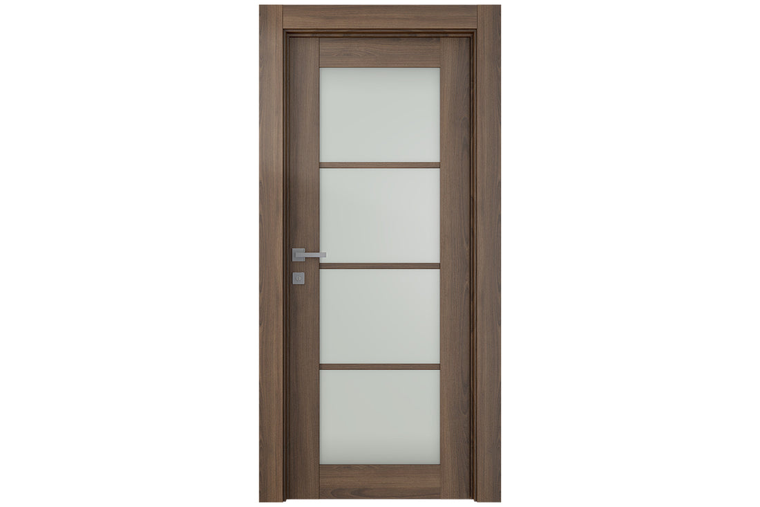 Belldinni Avon 4 Lite Vetro Pecan Nutwood Modern Interior Door - Single Door