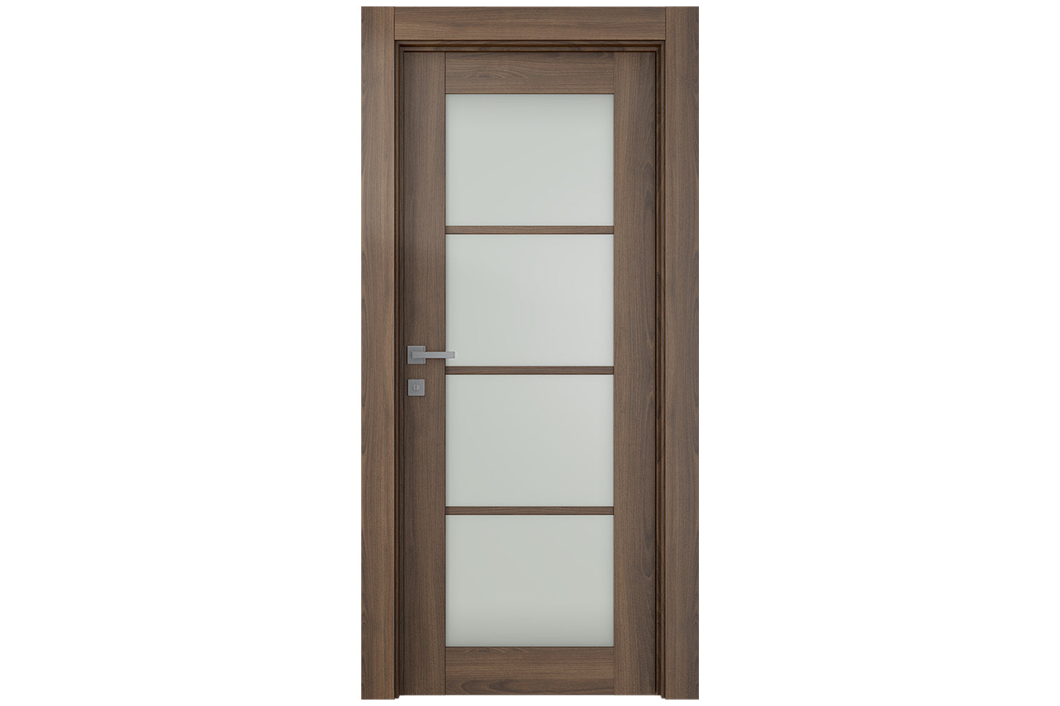 Belldinni Avon 4 Lite Vetro Pecan Nutwood Modern Interior Door - Single Door