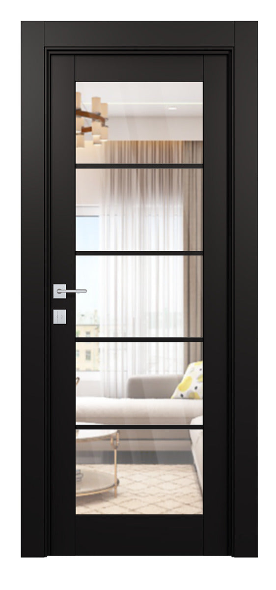 Belldinni Avon 5 Lite Clear Vetro Black Matte Modern Interior Door